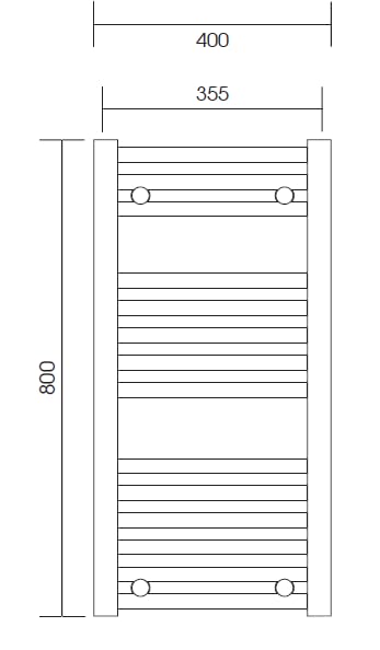 Greened House Milano Black Heated Towel Rail | 400x800mm Steel Radiator