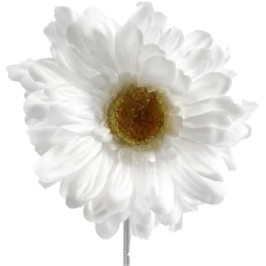White Artificial Gerbera Stems - 4" Large Bloom - 6 Pack