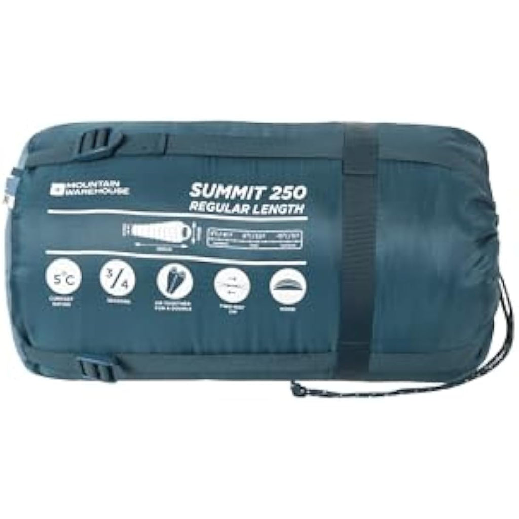 Mountain Warehouse Summit 250 Mummy Sleeping Bag – 3/4 Season Insulated