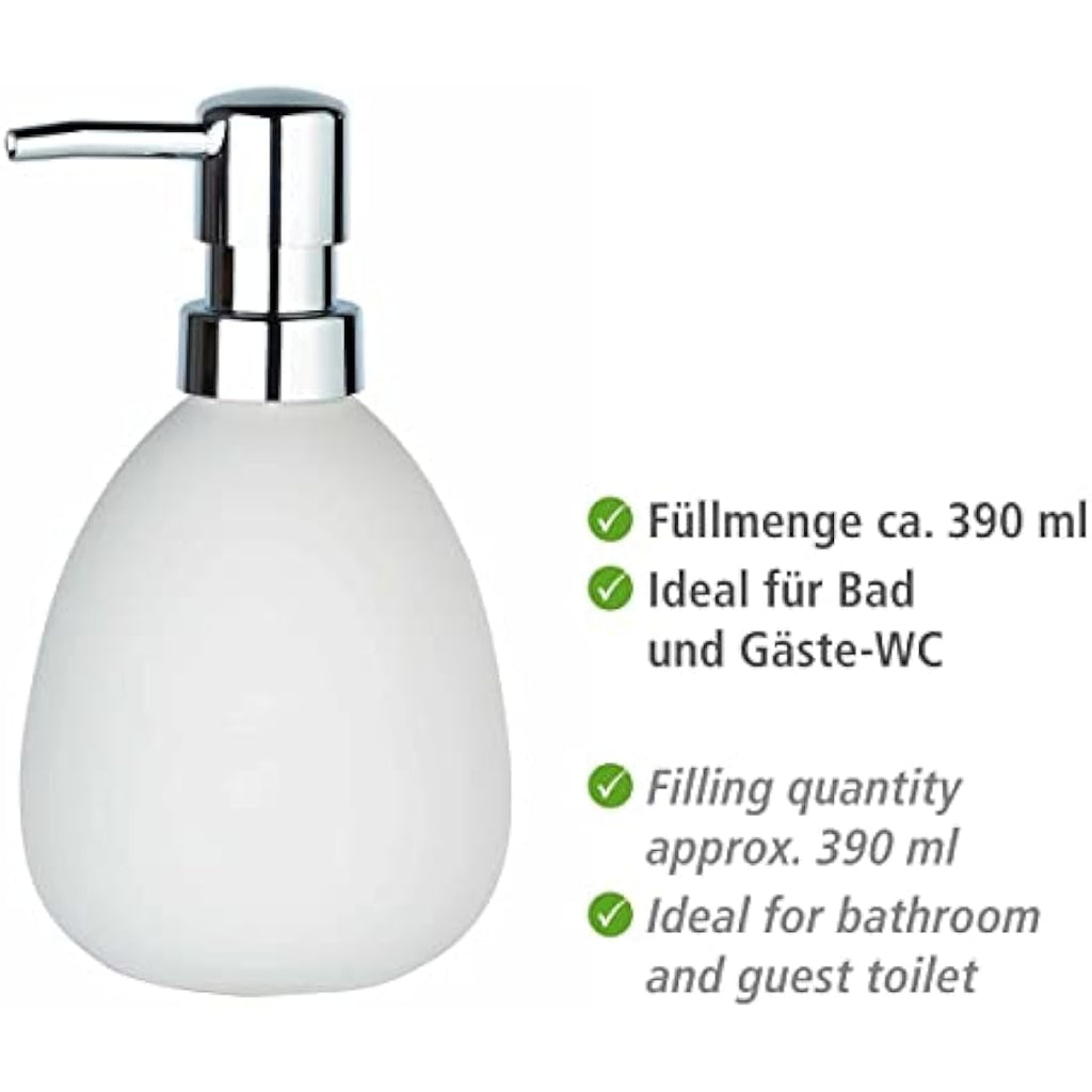 WENKO Polaris Soap Dispenser – Matt White Ceramic Liquid Soap Pump