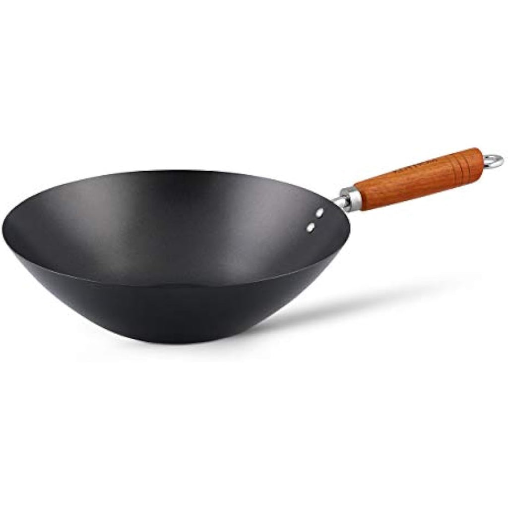 Ken Hom Classic Carbon Steel Wok – 31cm Non-Stick Flat Base Pan