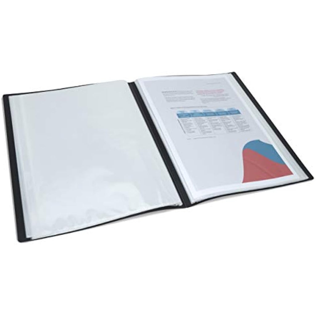 Rapesco A4 Presentation Folder | 100 Pockets Antibacterial Black 2 Pack