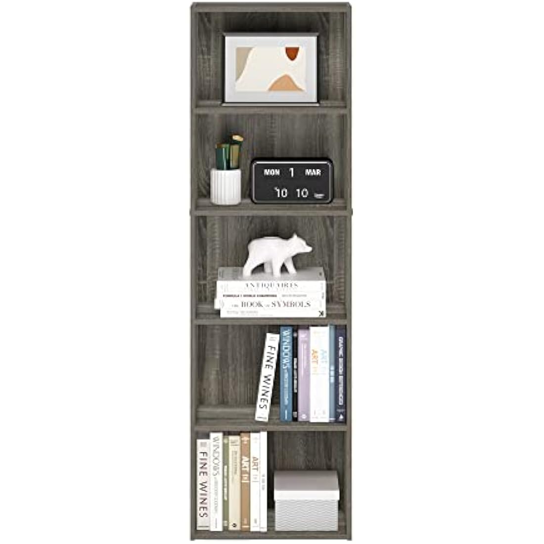 Furinno Luder 5-Tier Open Shelf Bookcase – French Oak Storage Unit