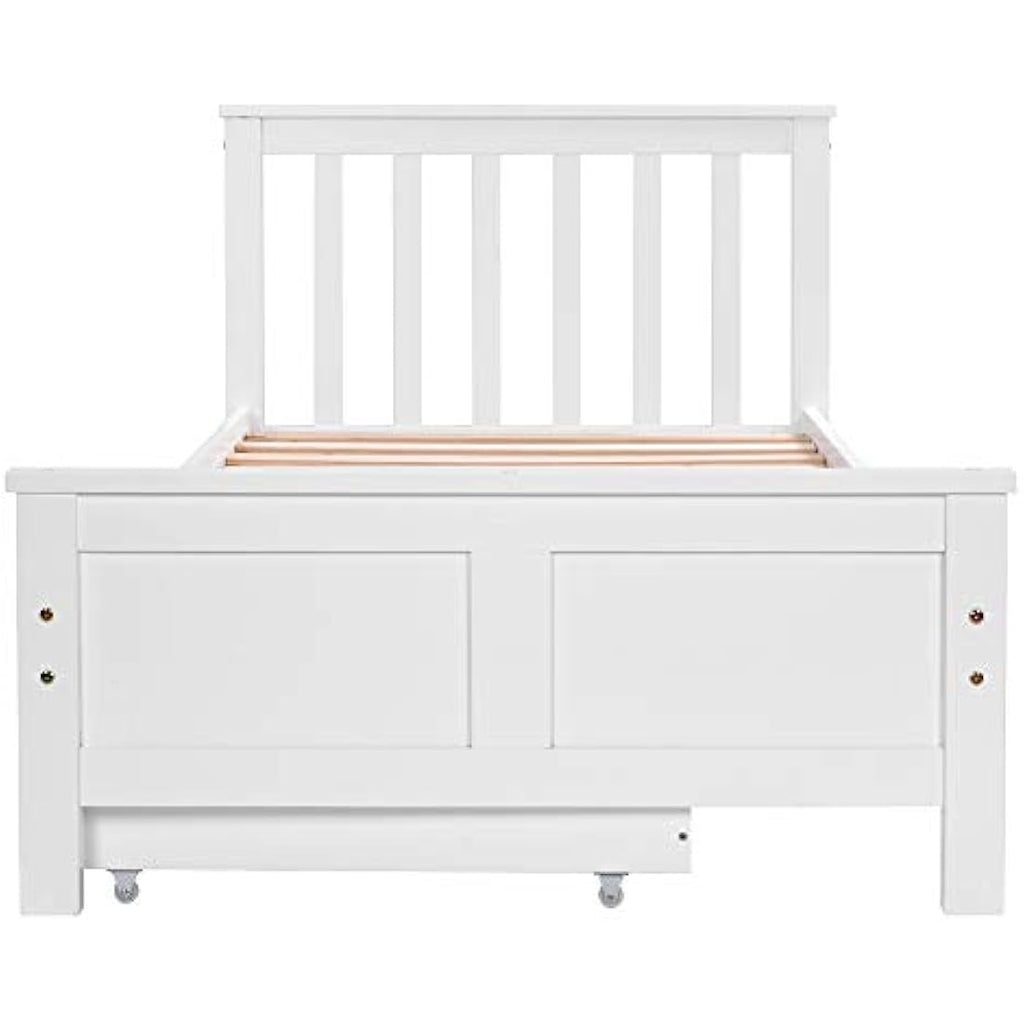Jolof Store 3ft Single White Pine Storage Bed Frame with Drawers