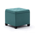 HNNHOME Linen Storage Ottoman Footstool – 45cm Cube Wooden Toy Chest