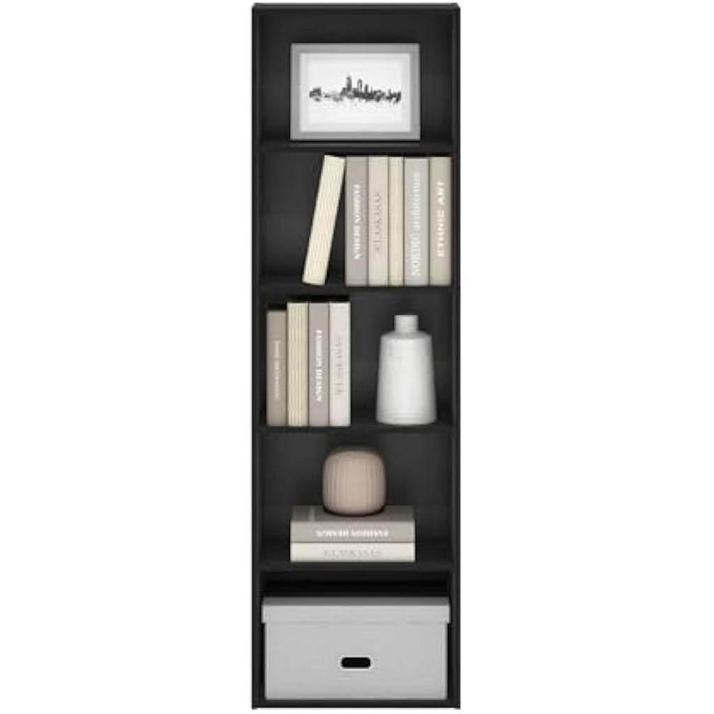 Furinno Luder 5-Tier Open Shelf Bookcase – Blackwood Storage Rack