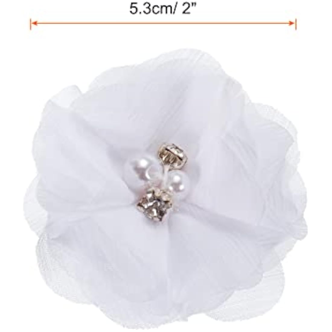 Jolof Store White Chiffon Flower Heads with Rhinestones - 20 Pack