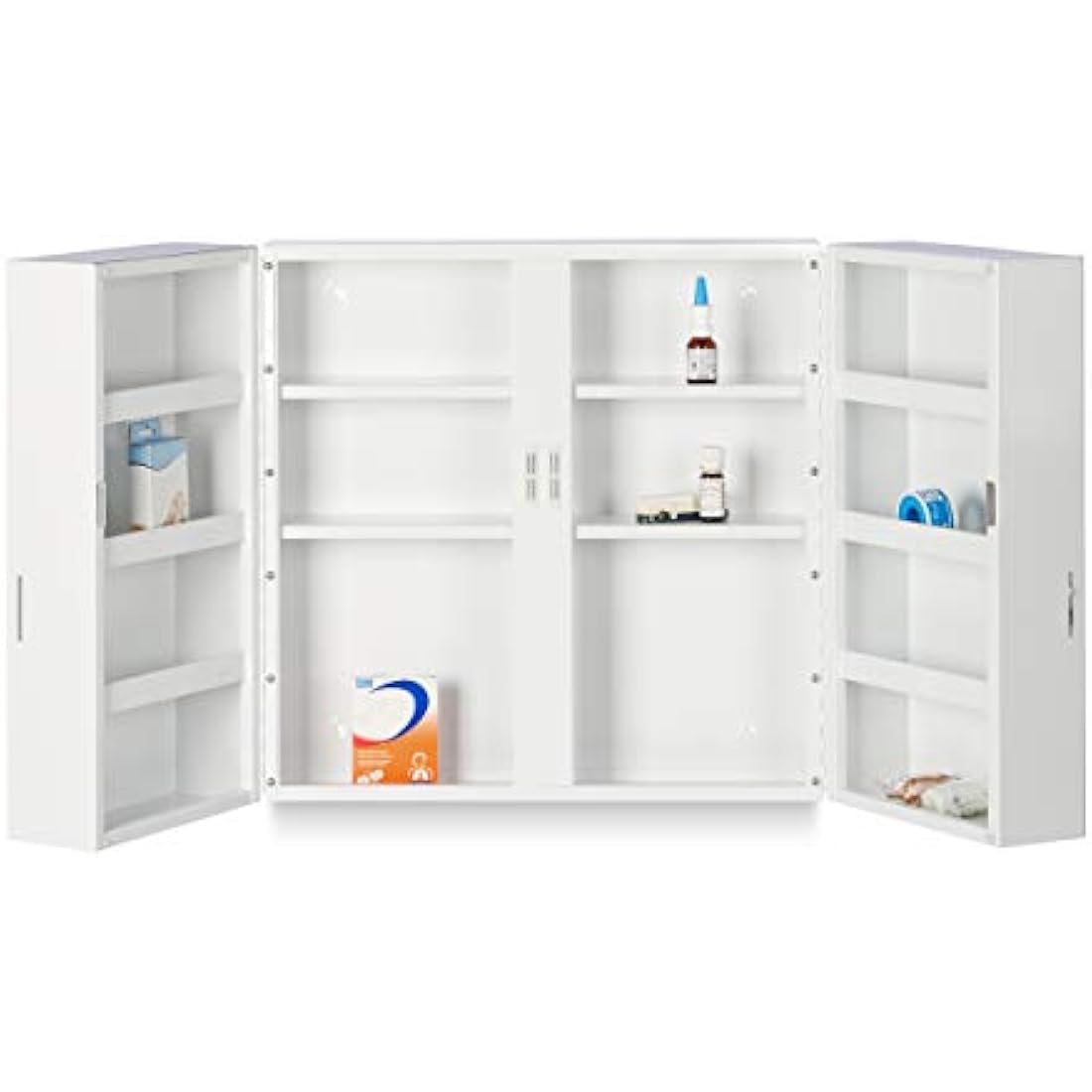 Jolof Store XXL Medicine Cabinet | Locking Steel First Aid Cupboard, White