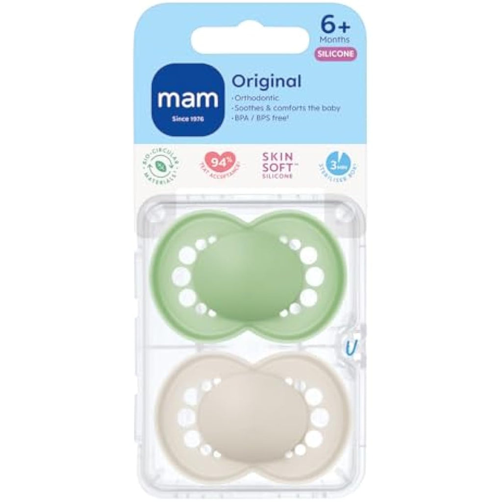 MAM Original Orthodontic Soothers | 6+ Months | Silicone | 2 Pack