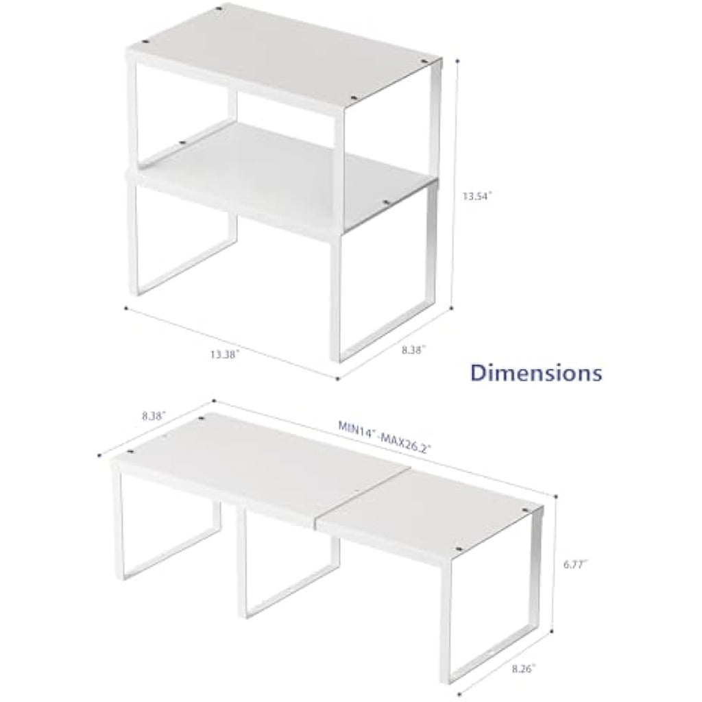 Jolof Store Kitchen Cupboard Organiser – 4-Pack Metal Stackable Shelf Rack