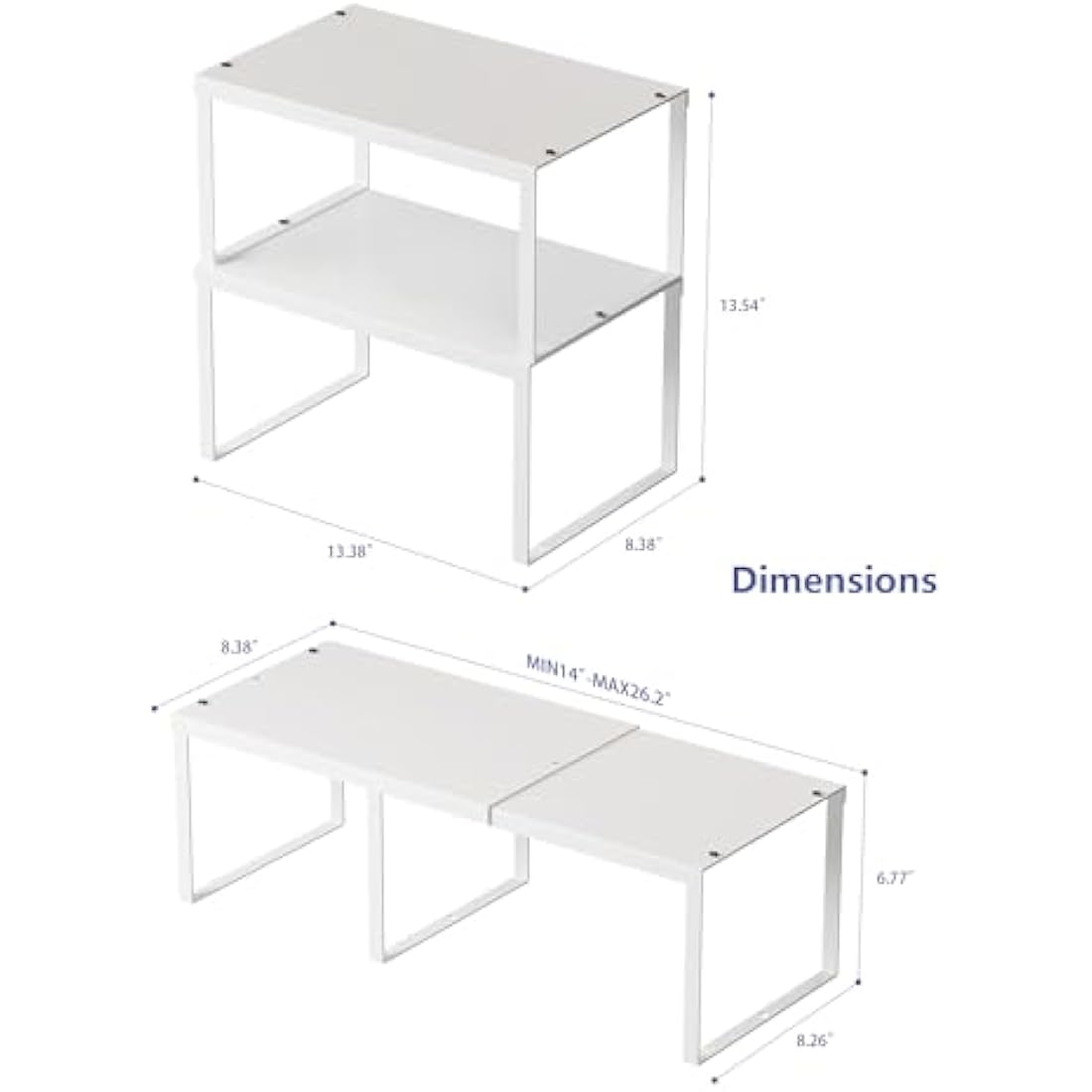 Jolof Store Kitchen Cupboard Organiser – 4-Pack Metal Stackable Shelf Rack