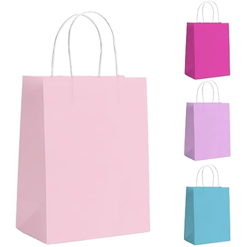 GIFTSAY Pink Paper Gift Bags with Handles - 30 Pcs Small Party Bags