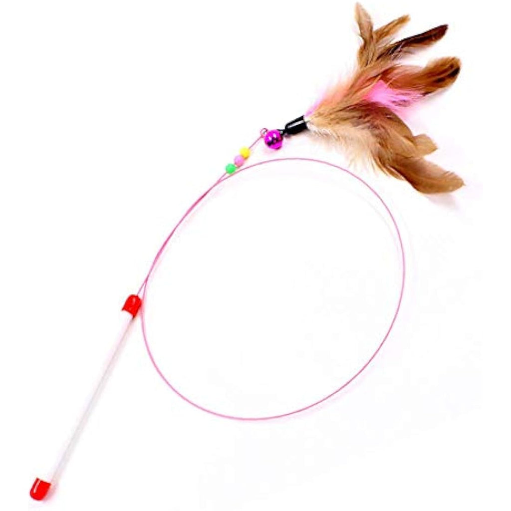 SLSON Interactive Feather Cat Teaser Wand with Bell and Flexible Wire