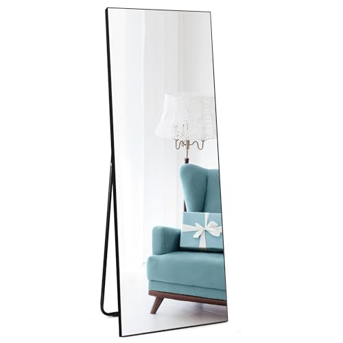 Vasemouh Full Length Mirror | 140x51cm Black Floor & Wall Hanging Mirror