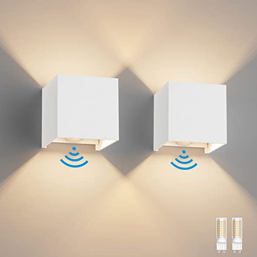 Klighten 2PCS Outdoor Wall Light with Motion Sensor - IP54 Waterproof White