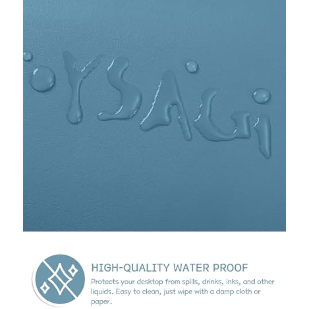 YSAGi Leather Desk Pad – Waterproof Non-Slip Writing Mat, Azure (90x43cm)