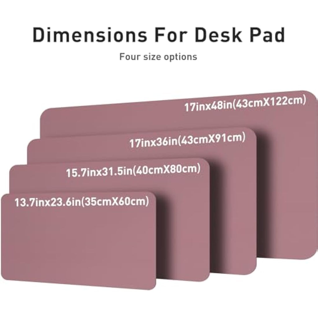 Leather Desk Pad – Large Waterproof Office Mat, Dark Pink