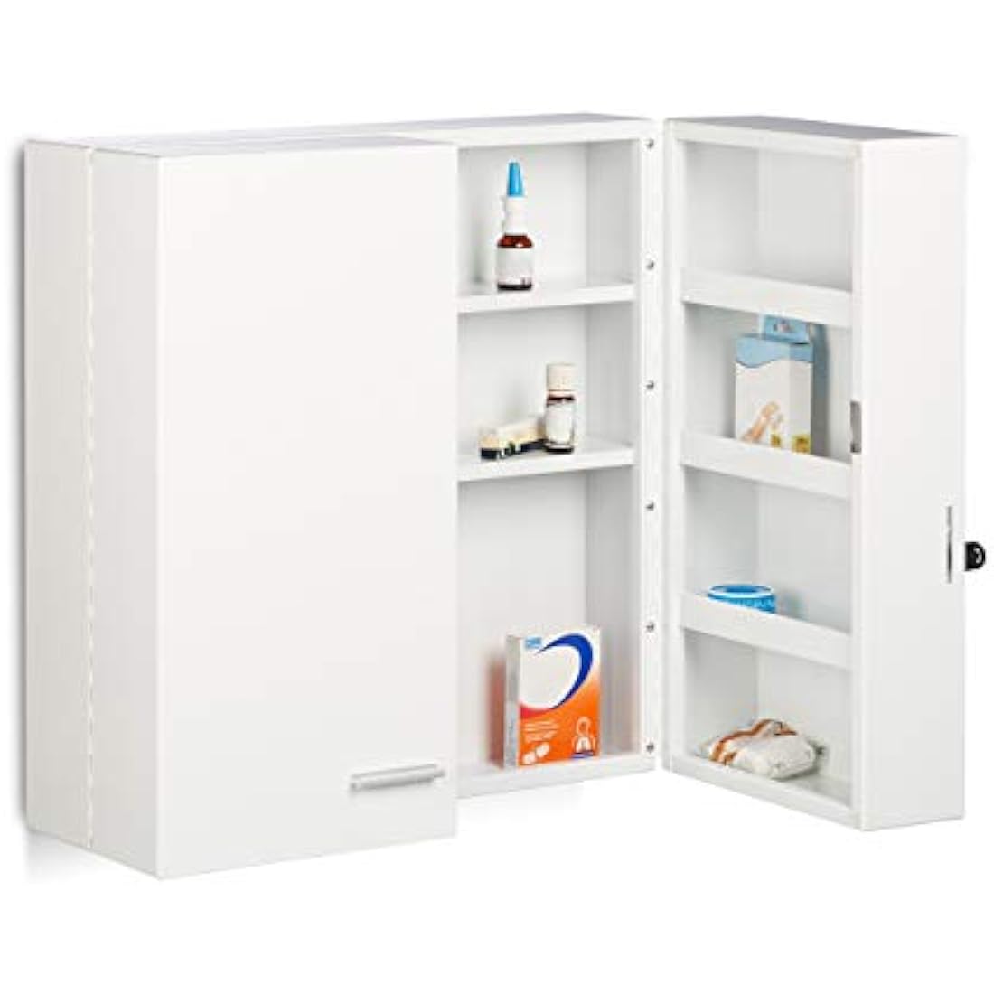 Jolof Store XXL Medicine Cabinet | Locking Steel First Aid Cupboard, White
