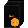 Rhodia N°18 Stapled Notepad – A4 Lined White Paper, Black Cover (5 Pack)
