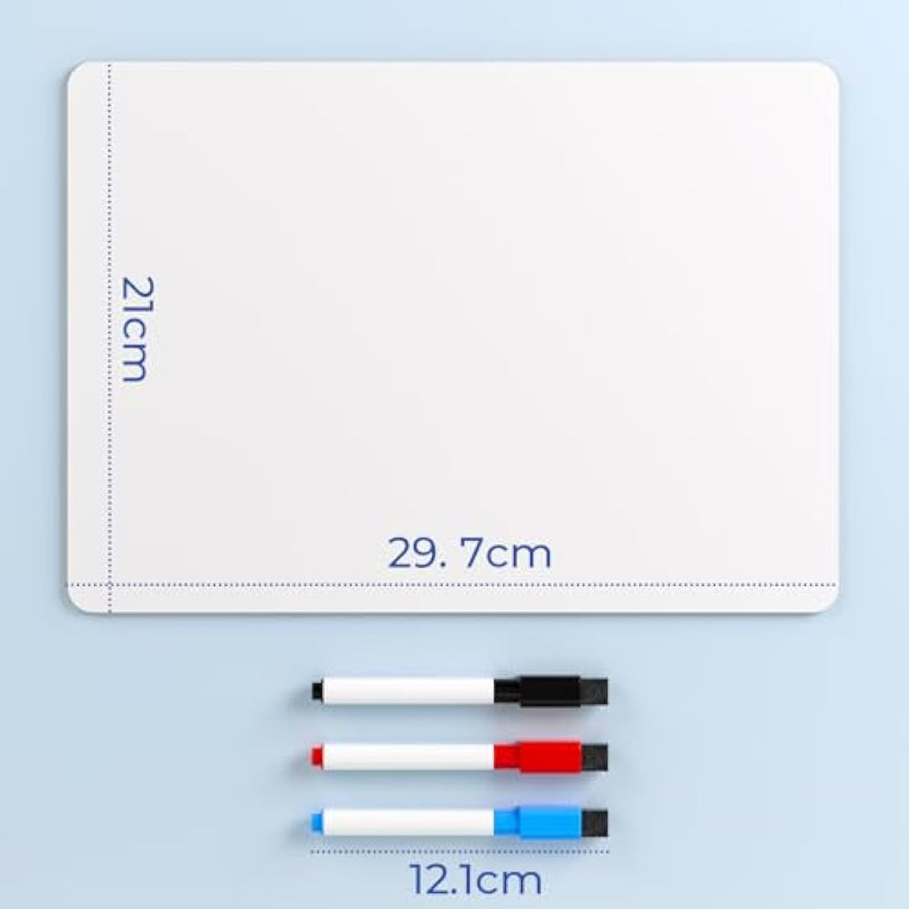 Nicpro Double Sided Dry Erase Whiteboard A4 – Portable Lapboard with 3 Pens