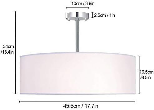 SPARKSOR Modern White Drum Ceiling Light – 3-Bulb Fabric Pendant Lamp