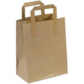 Jolof Store Brown Paper Carrier Bags with Flat Handles - Pack of 50