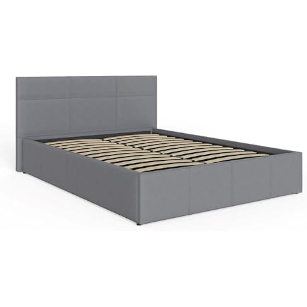 Jolof Store GFW Ottoman Storage Bed – Grey Faux Leather Small Double