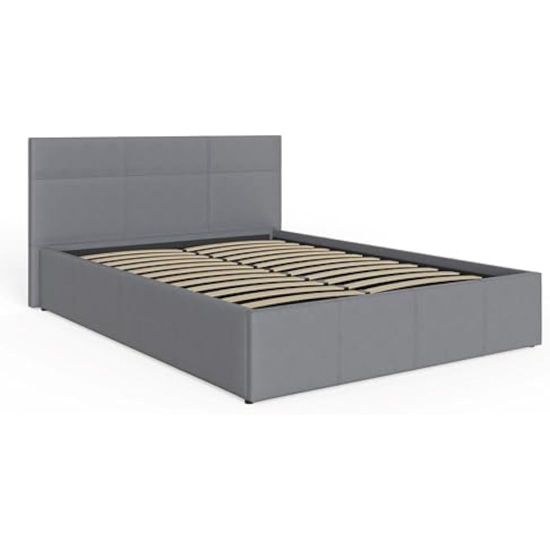 Jolof Store GFW Ottoman Storage Bed – Grey Faux Leather Small Double