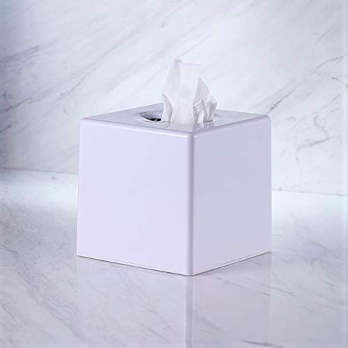 VINN DUNN Bespoke Cube Tissue Box Cover – White ABS Plastic Dispenser