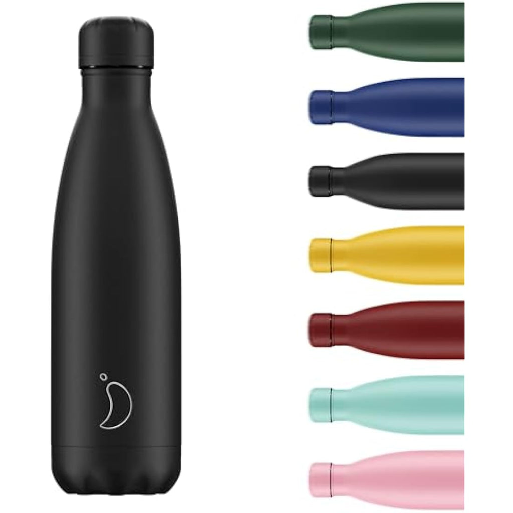 Chilly's Reusable Water Bottle – 260ml Insulated Stainless Steel – Black