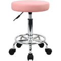 KKTONER Pink PU Leather Rolling Stool – Adjustable Swivel Salon Chair