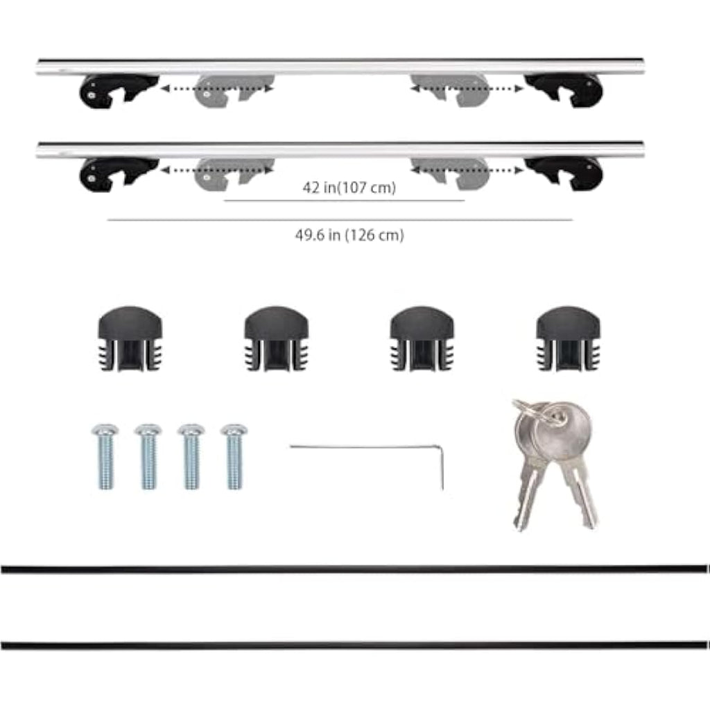 Aluminum Roof Rack Cross Bars – 142cm Anti-Theft Pack of 2