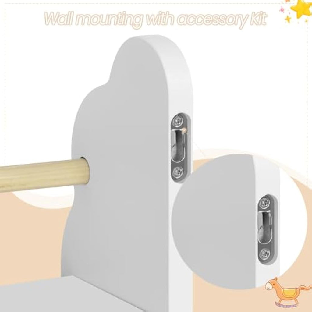 Kids Cloud Floating Shelves - Set of 3 White Wall Bookshelves