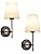 MRHYSWD Modern Black and Gold Wall Sconce Lights with Fabric Shade - Set of 2