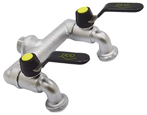 S&M Wall Tap 1/2" Double Outlet Garden Faucet with 3/4" Key - Chrome