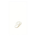 Caspari Monogrammed Paper Linen Guest Towels, Initial P, White, 24 Pack
