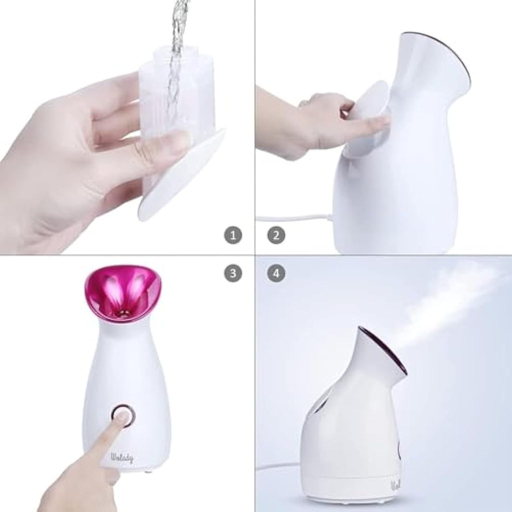 Wolady Nano Ionic Facial Steamer with UV Light & Blackhead Kit – Pink