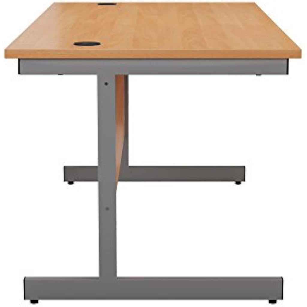Office Hippo Heavy Duty Cantilever Desk - Beech/Silver, 120cm x 80cm