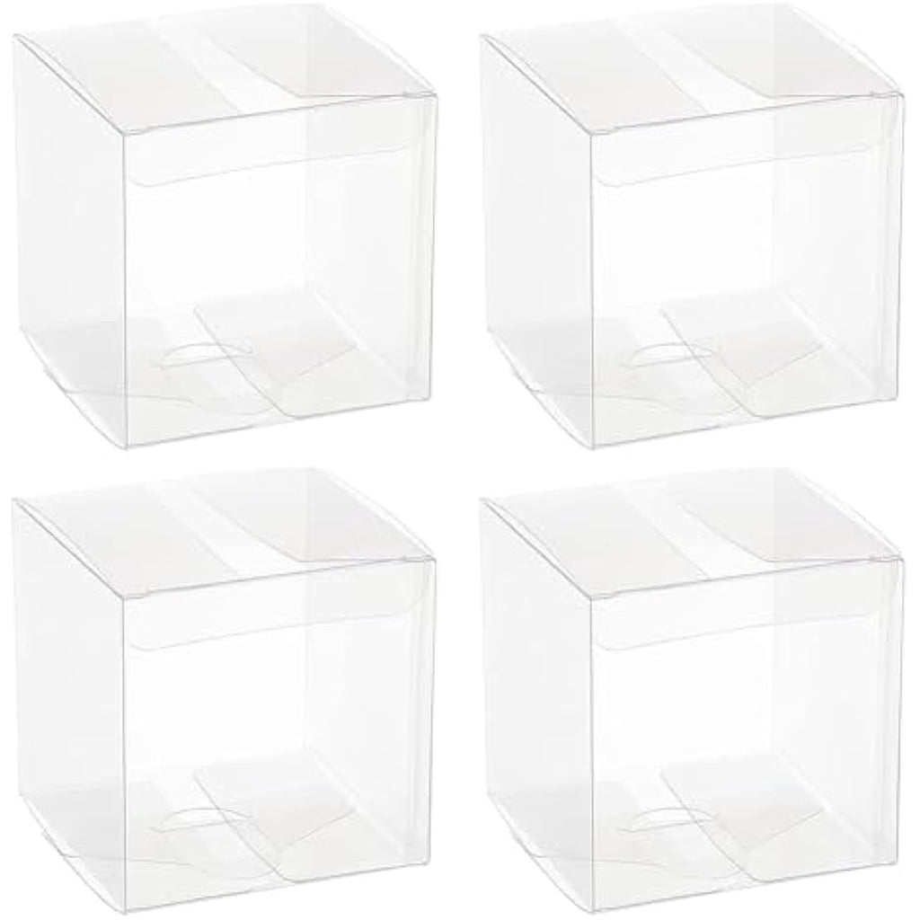 BENECREAT 20PCS Clear PET Gift Boxes - 8x8x8cm Square Party Favor Boxes