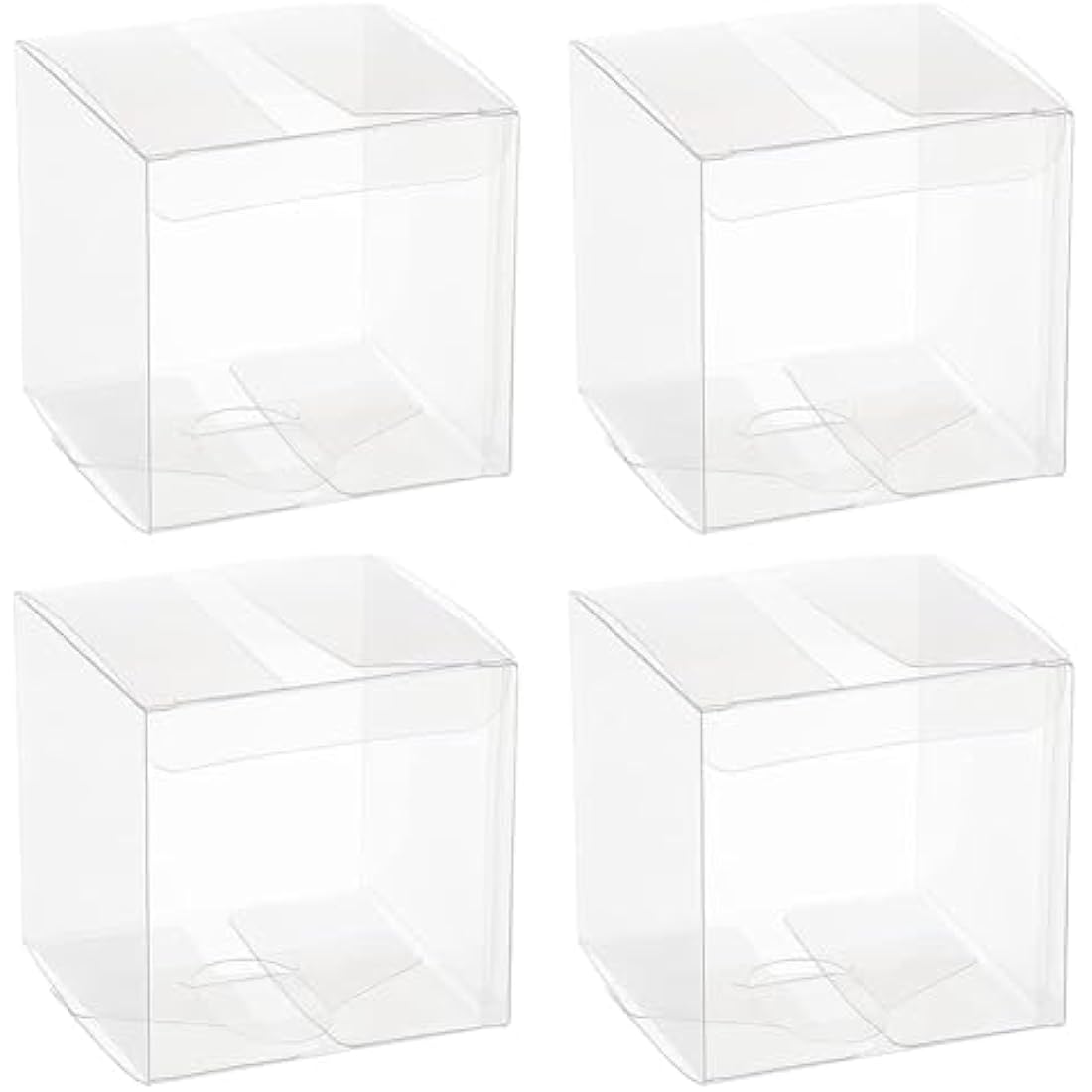 BENECREAT 20PCS Clear PET Gift Boxes - 8x8x8cm Square Party Favor Boxes