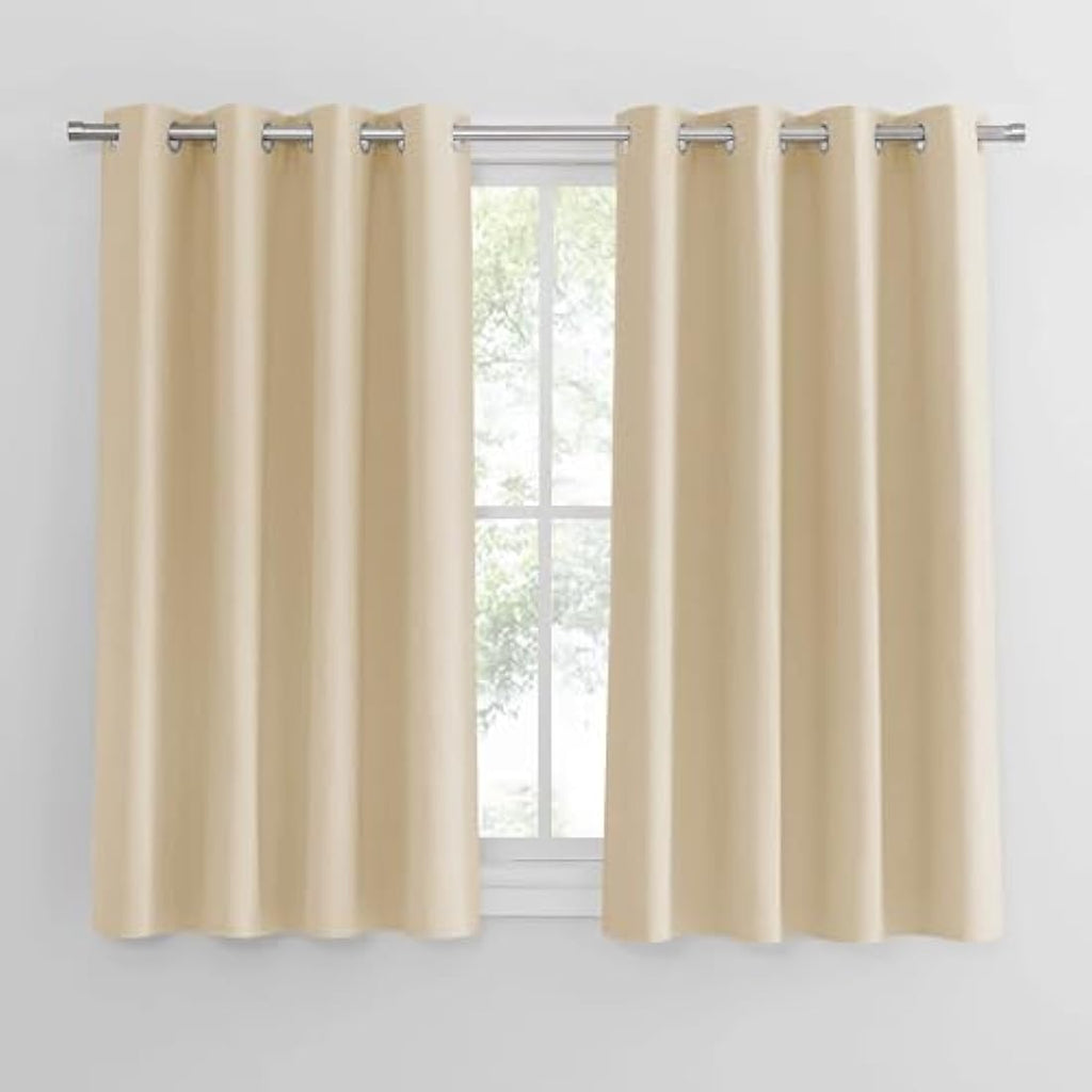 PONY DANCE Thermal Blackout Eyelet Curtains - Biscotti Beige, 2 Panels