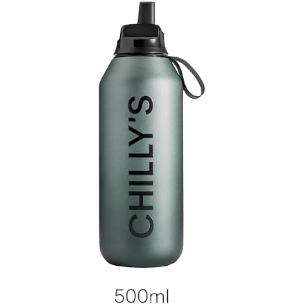 Chilly's Series 2 Flip Water Bottle – Insulated Stainless Steel, 1L