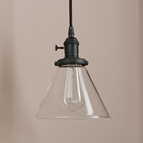 Industrial 3-Light Glass Pendant Chandelier – Black Metal