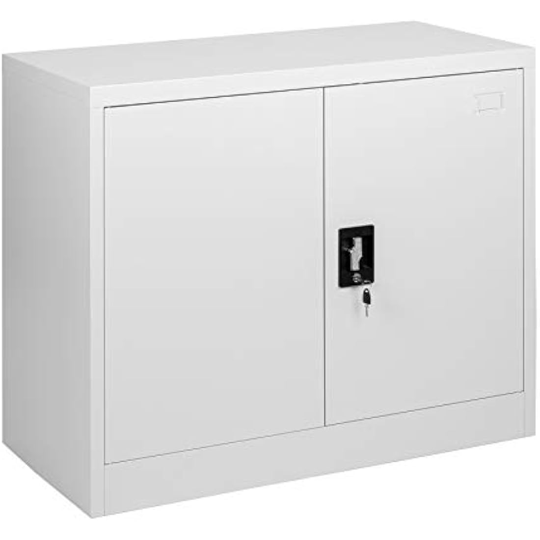 MMT Metal Office Storage Cabinet | Lockable 2 Door Cupboard - 90cm Grey