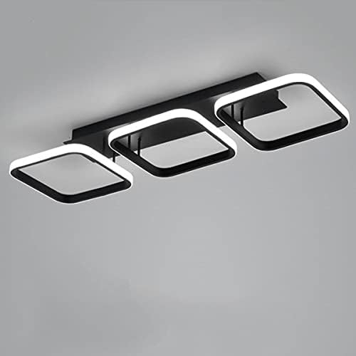 EIDISUNY Modern LED Ceiling Light – 33W Black 3-Rectangle Fixture