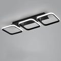 EIDISUNY Modern LED Ceiling Light – 33W Black 3-Rectangle Fixture