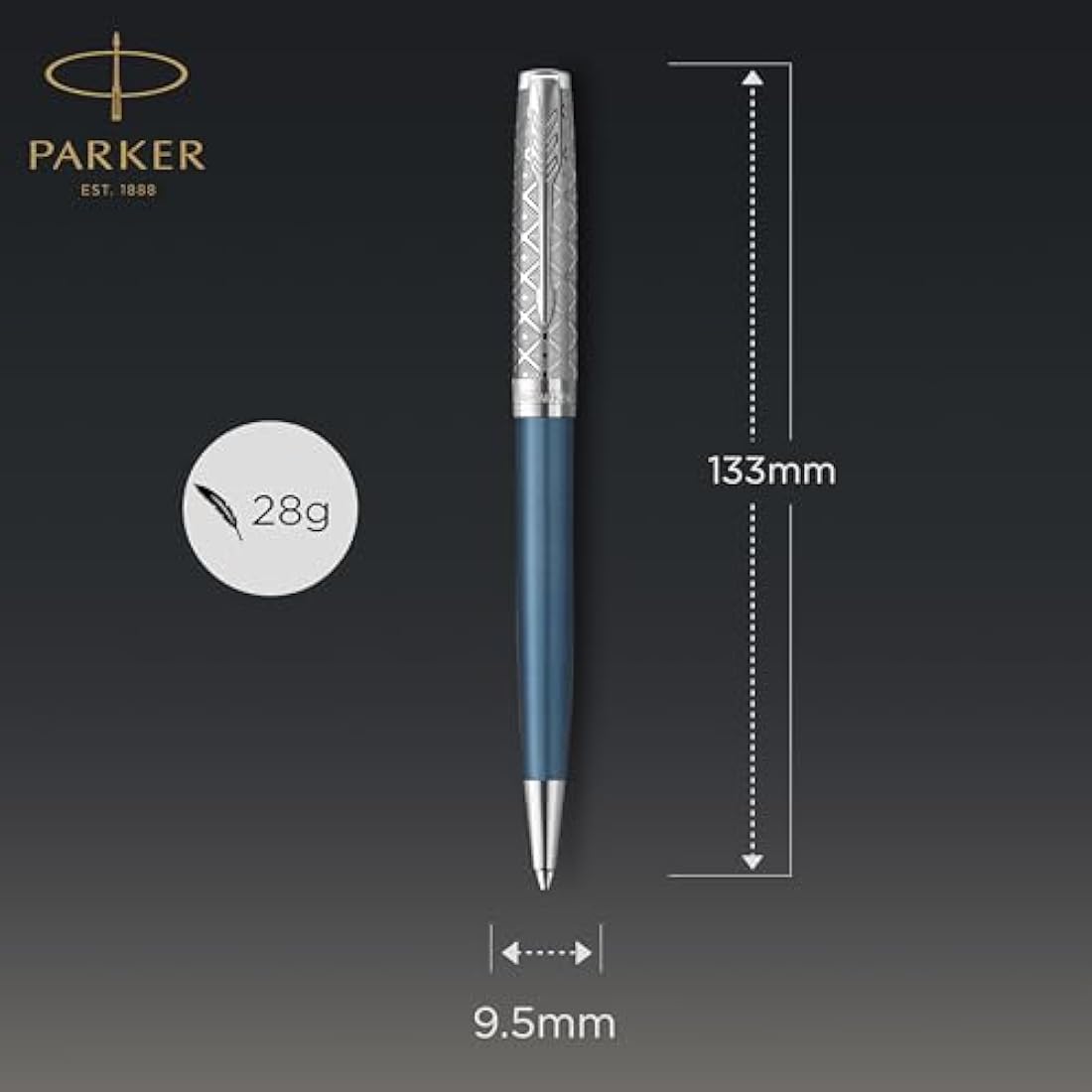 Parker Sonnet Ballpoint Pen – Blue Satin Finish with Chrome Trim
