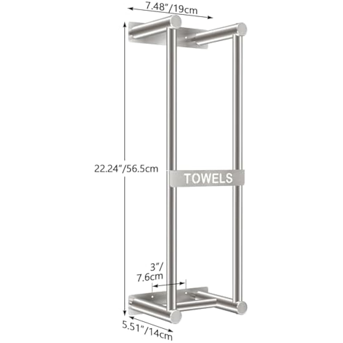 STWWO Wall Mounted Towel Rack – Brushed Metal Bathroom Storage