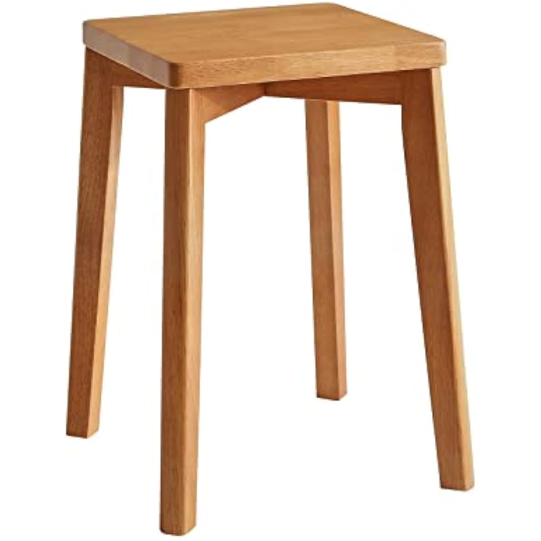 Aibiju Square Rubber Wood Stool – 17.5" Makeup and Step Stool, Natural