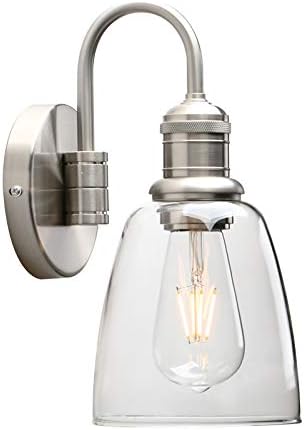 Industrial Bell Wall Sconce | Brushed Metal & Clear Glass